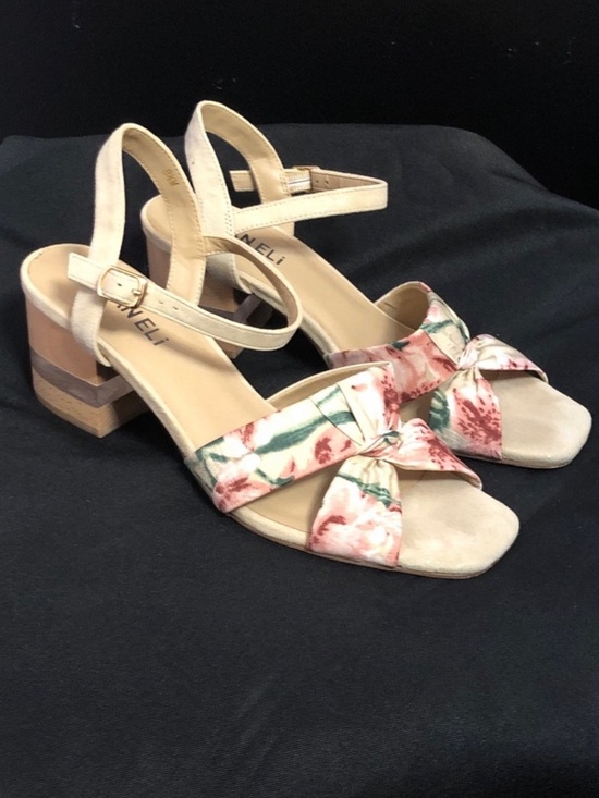Vaneli Shoes - Vaneli Beige Floral Knot Front Block Heel Sandals